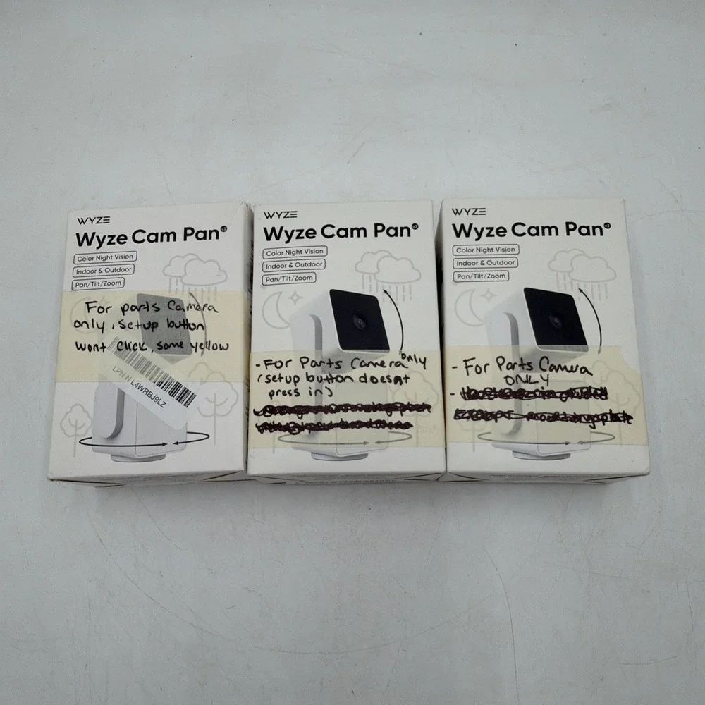 Lot Of 3 Wyze Cam Pan Indoor Outdoor Camera White WYZECPAN3 For Parts